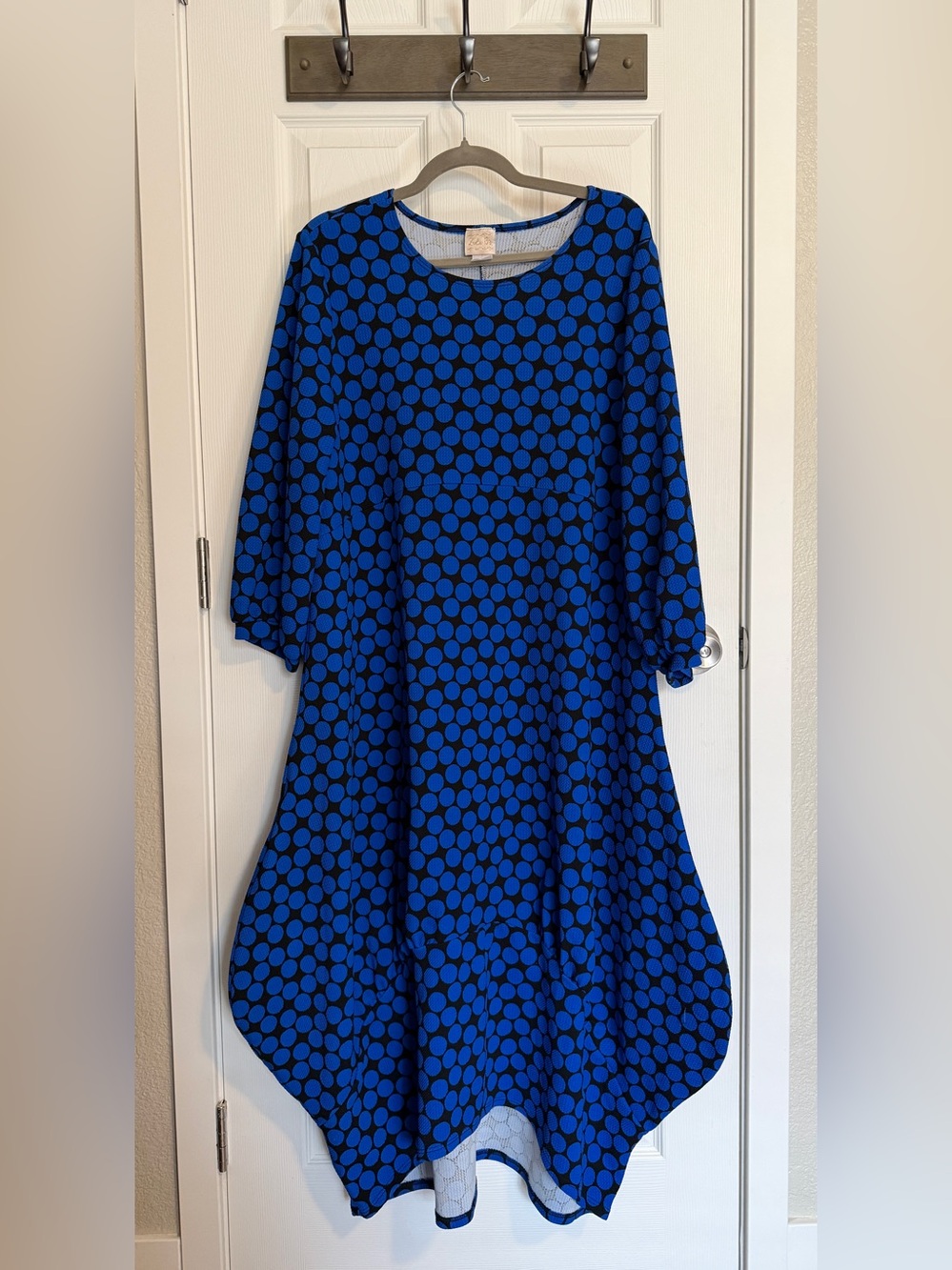 Zadie B’S Blue Polka Dot Bubble Hem Lagenlook Dress 2X Modest Comfy Casual - Picture 2 of 8